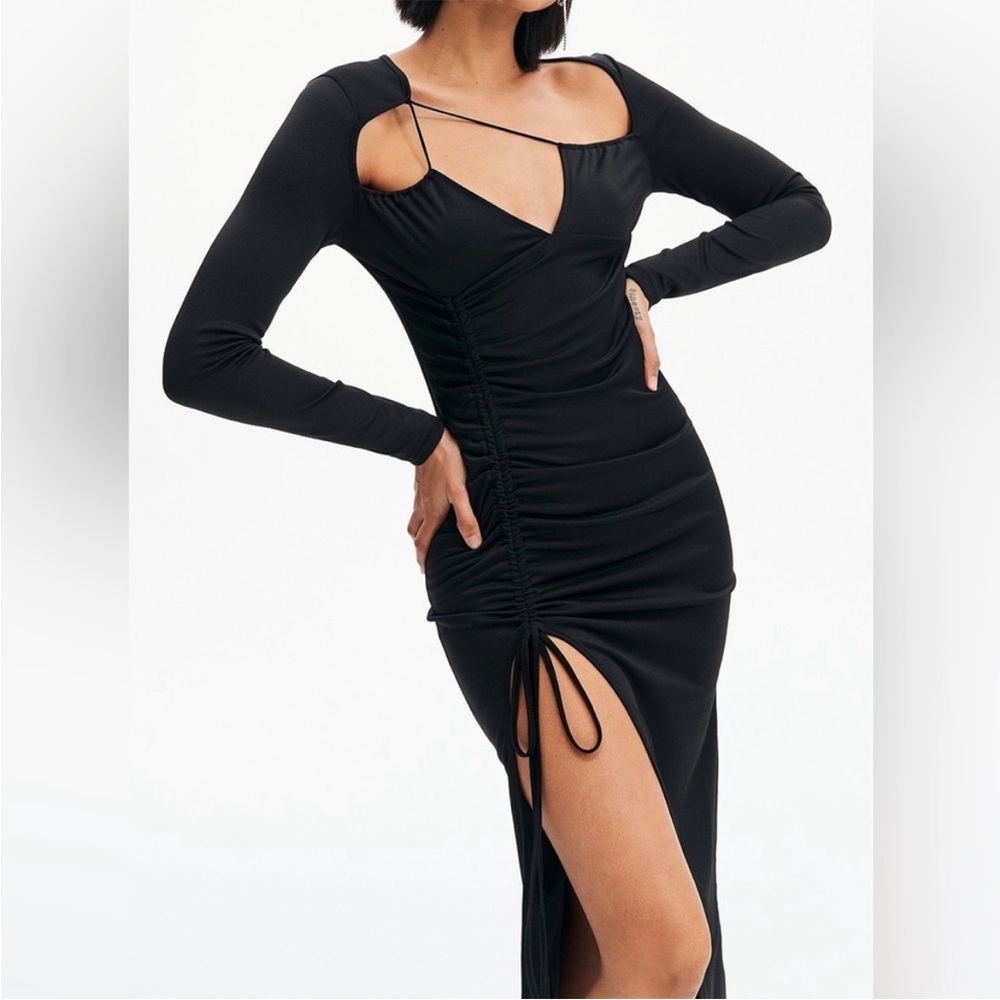 Zara Black Asymmetrical Bodycon Dress with Cutout
